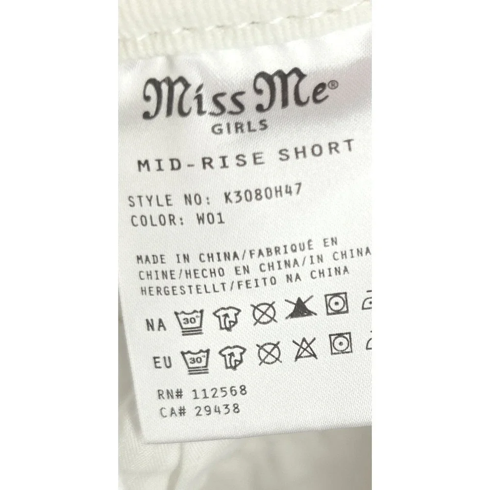 Miss‎ Me Girls White Denim Bermuda Shorts Wing Sequin Flap Pocket Size 12